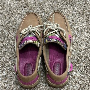 Sperry Women's Tan and Purple Loafers
